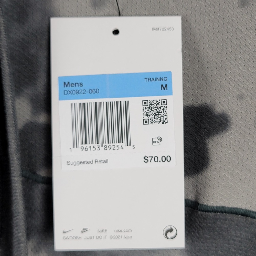Nike Yoga Top Dri-FIT Allover Print Short-Sleeve Gridiron DX0922-015 Mens Medium - Picture 7 of 9